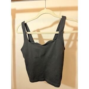 PINK Victoria's Secret Black Seamless Light Support Ribbed Crop Bra Top‎ Small